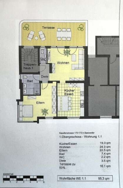 Grundriss und Fl�chenangaben - Kopie Etagenwohnung Baesweiler