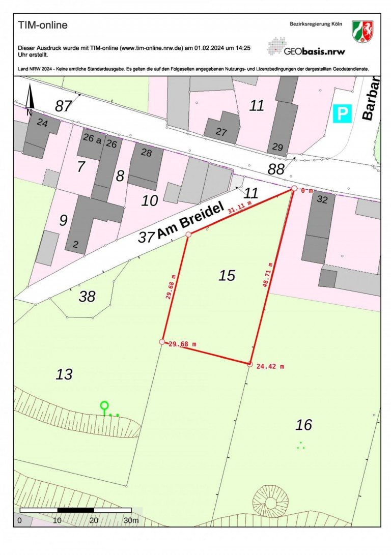 Flurkarte Nideggen Wohngrundst�ck Gro�z�giges Baugrundst�ck (951 m�) in idyllischer Eifel-Lage - sofort bebaubar